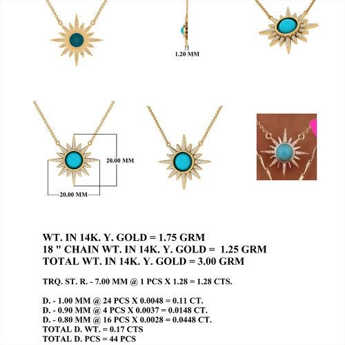 Diamond Turquoise Star Necklace 20mm