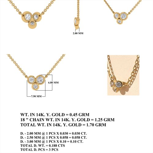Yellow Gold 3 Diamond Necklace