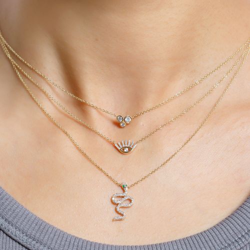 Yellow Gold 3 Diamond Necklace