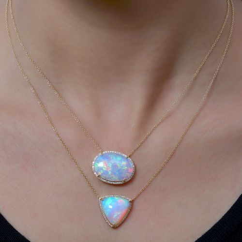Diamond Ethiopian Opal Necklace