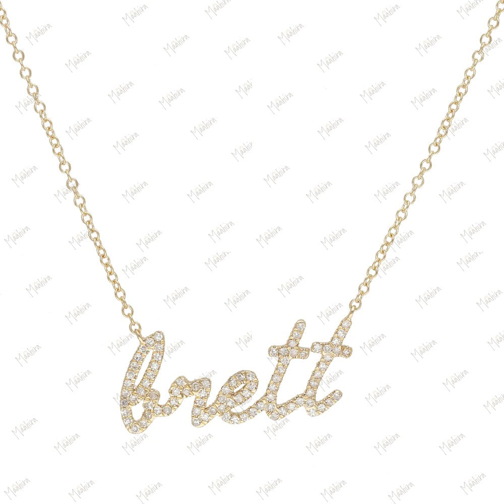 Diamond brett Custom Name Necklace