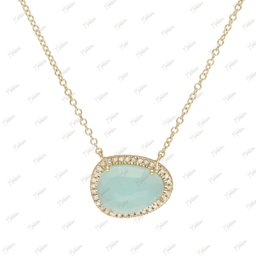 Diamond Aquamarine/Bio Tourmaline/Labradorite/BlueTopaz/Mother of Pearl/Pink Tourmaline/Rainbow Moonstone/Tanzanite Hydro Necklace-10.80x13.60mm