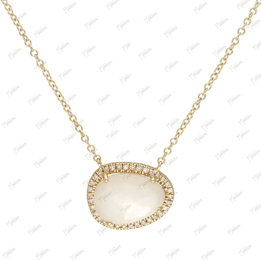 Diamond Aquamarine/Bio Tourmaline/Labradorite/BlueTopaz/Mother of Pearl/Pink Tourmaline/Rainbow Moonstone/Tanzanite Hydro Necklace-10.80x13.60mm