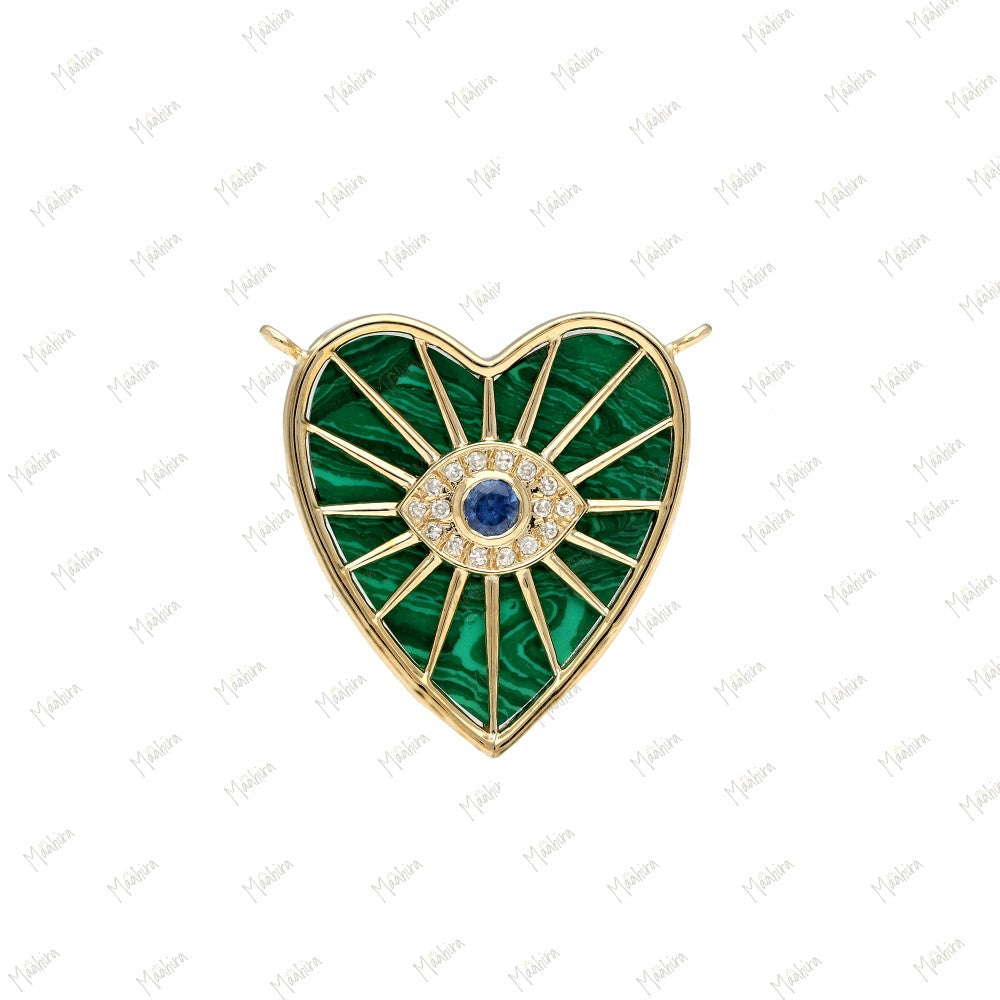 Diamond Malachite Heart Pendant (No Chain)