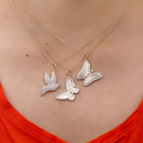 Diamond Rayed Butterfly Pendant