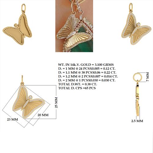 Diamond Rayed Butterfly Pendant