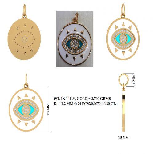 Evil Eye Turquoise Enamel Pendant