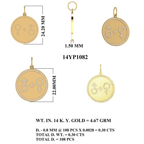 Male & Female Symbol Disc Pendant