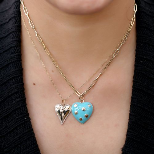 Turquoise Heart With Stars Pendant