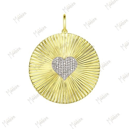 Diamond Round Heart Pendant 30mm