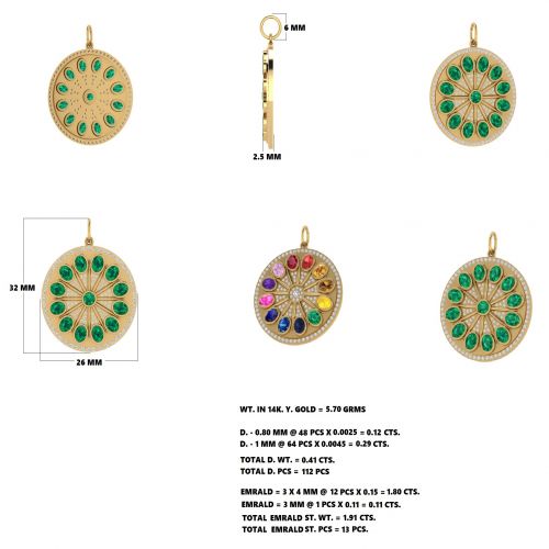 Diamond & Multicolor Gemstone Pendant