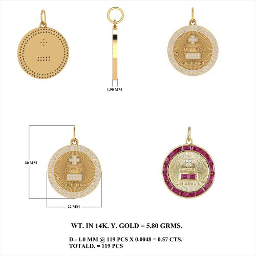 Diamond Plus Minus Sign Pendant 20mm