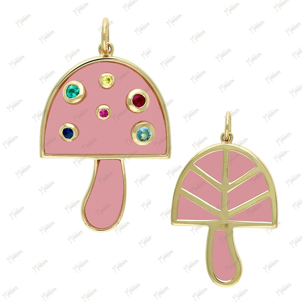 Rose Chalice Multicolor Sapphire Mushroom Pendant 22x30mm