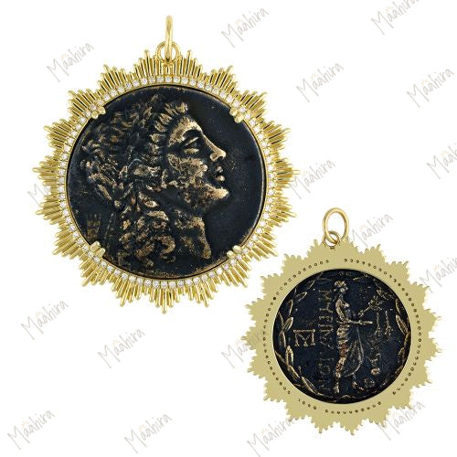 Diamond Brass Coin Pendant