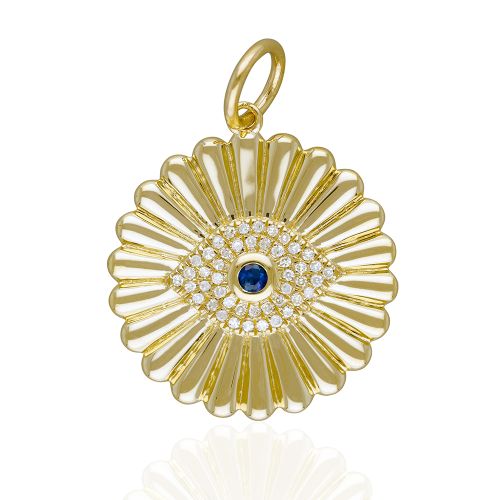 Diamond & Blue Sapphire Evil Eye Rays Pendant