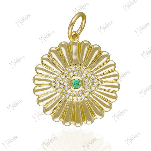 Diamond & Blue Sapphire Evil Eye Rays Pendant