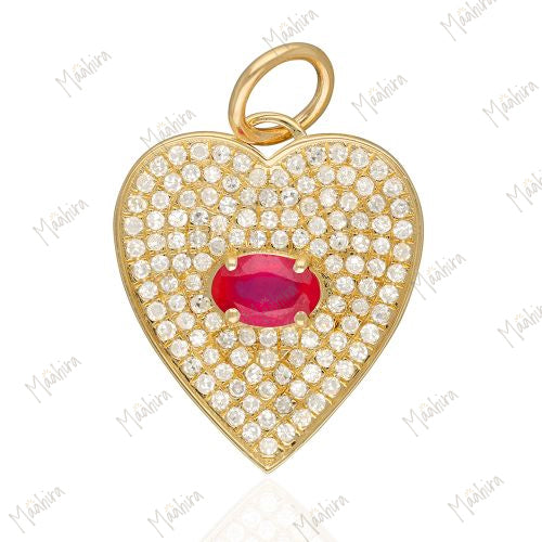 Diamond & Emerald Heart Pendant