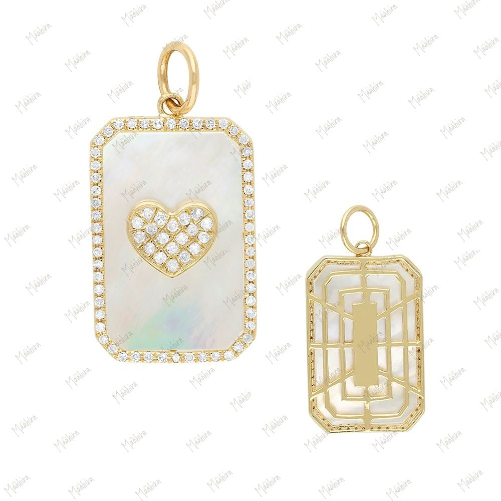 Mother of Pearl Pendant with Heart 24x10mm
