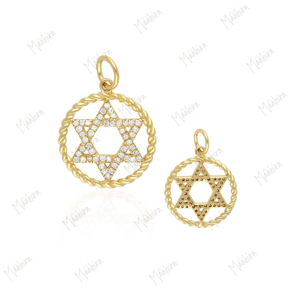Diamond Star Of David Pendant 14.30mm