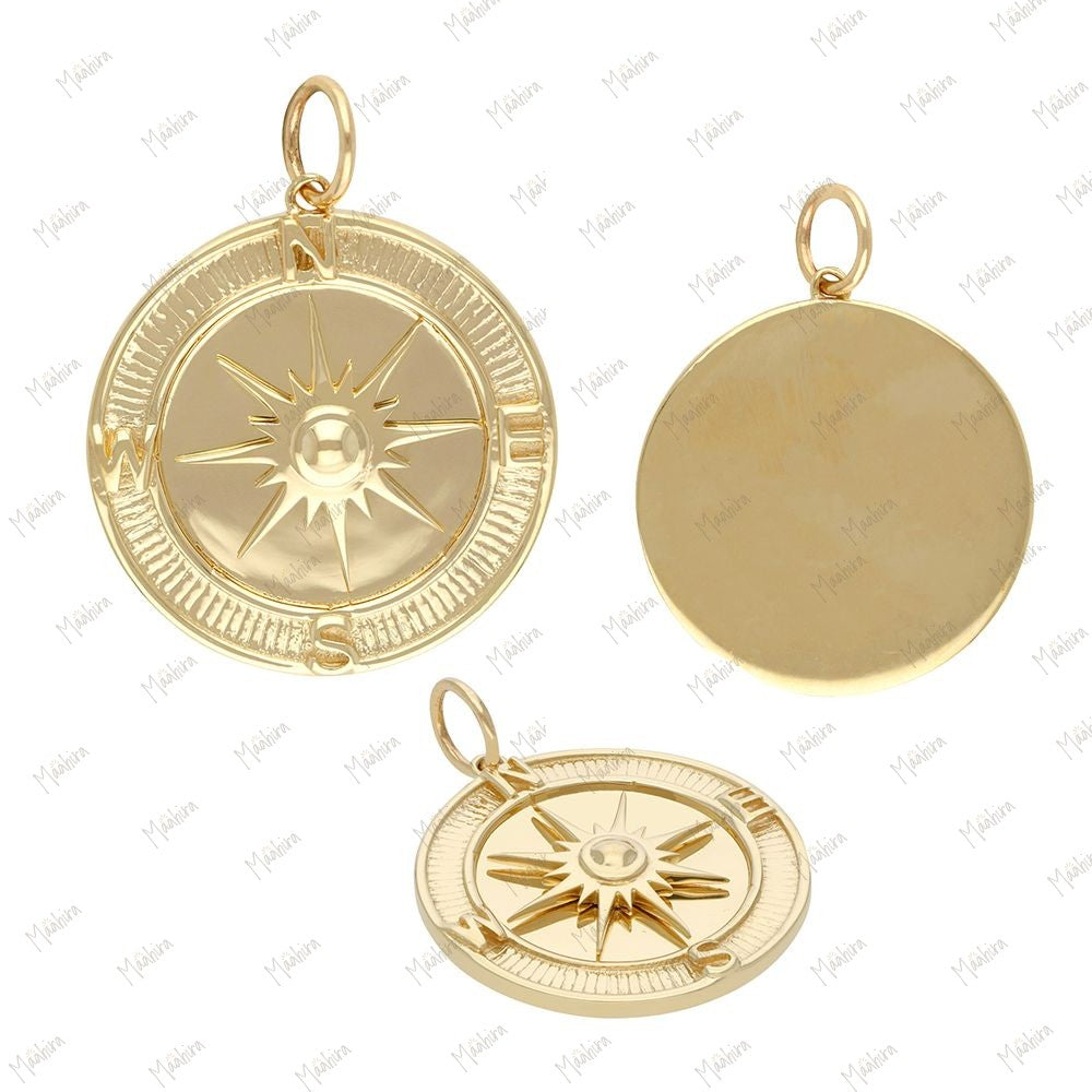 Gold Compass Pendant 22mm