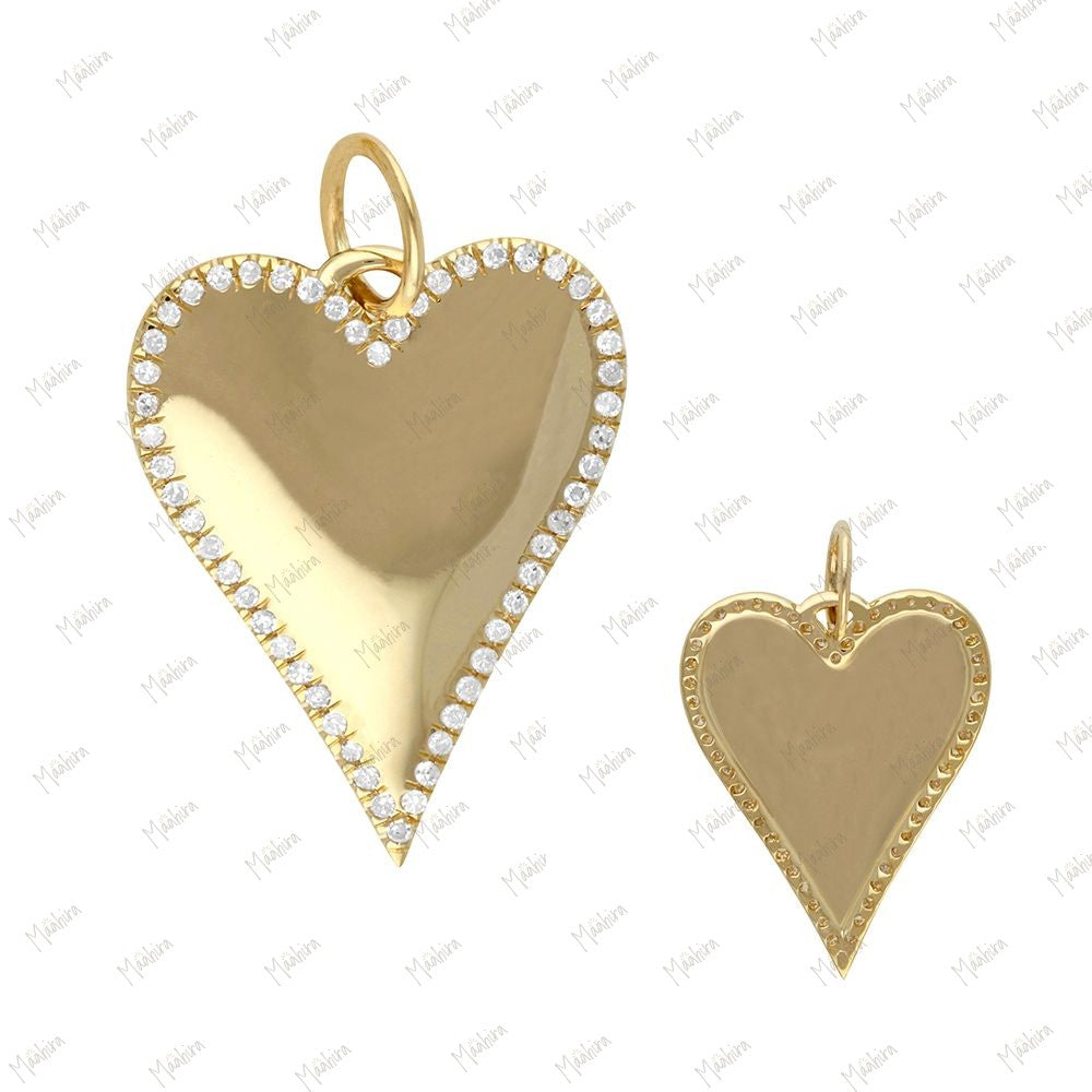 Diamond Border Heart Pendant 20mm