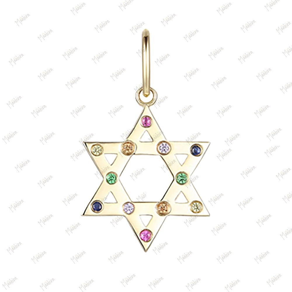 Multicolor Sapphire Star Pendant 15mm