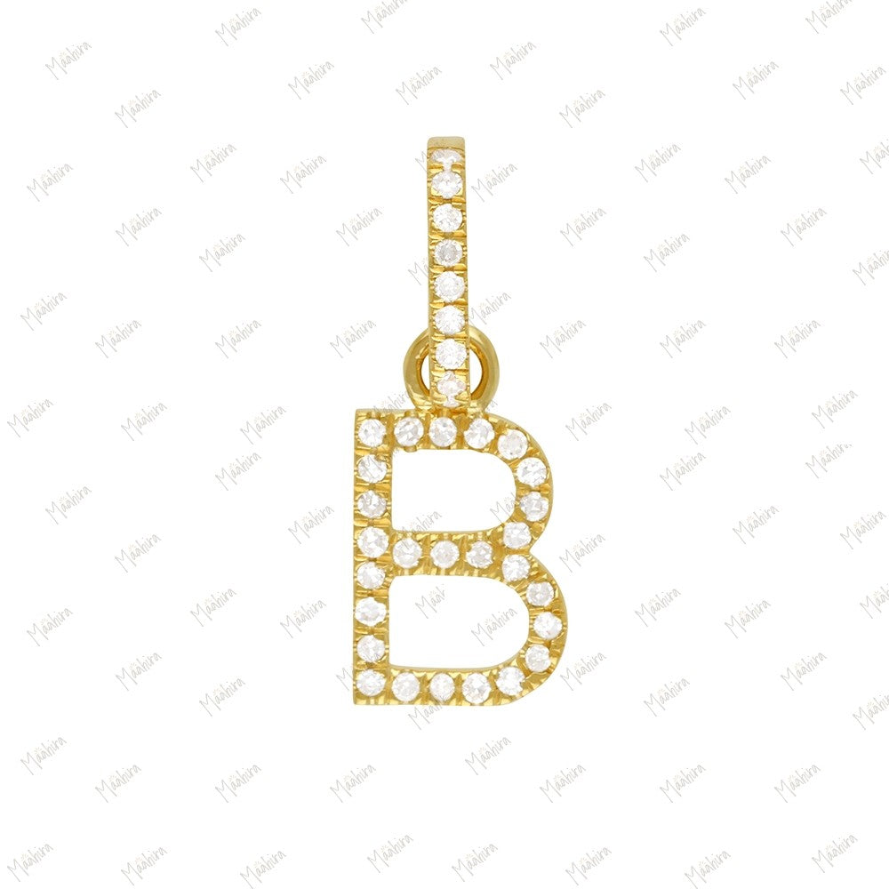 Diamond B Letter Charm with Click Lock 8.90x10mm, Lock-6x9mm