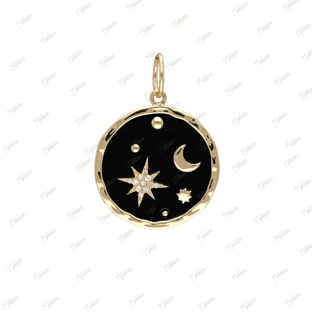 Diamond Black Onyx Pendant, 20mm