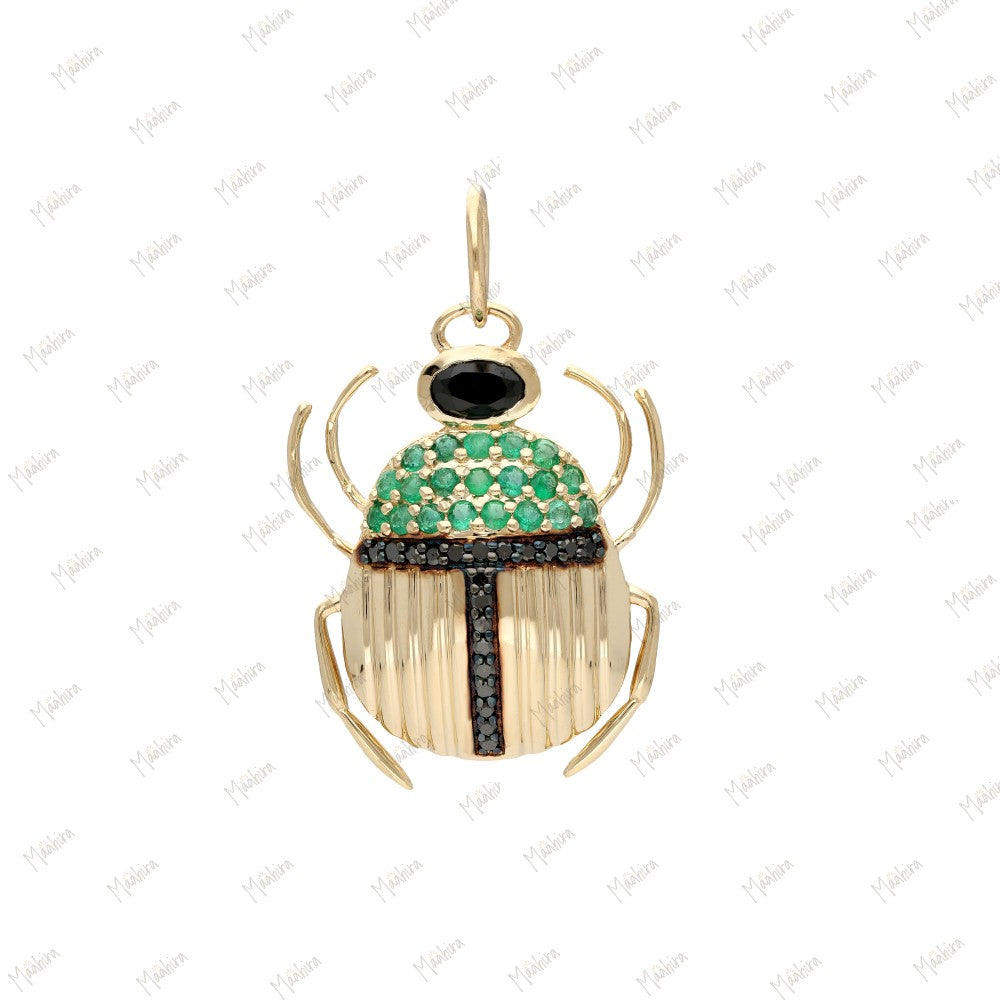 Black Diamond Emerald Beetle Pendant 18x22mm
