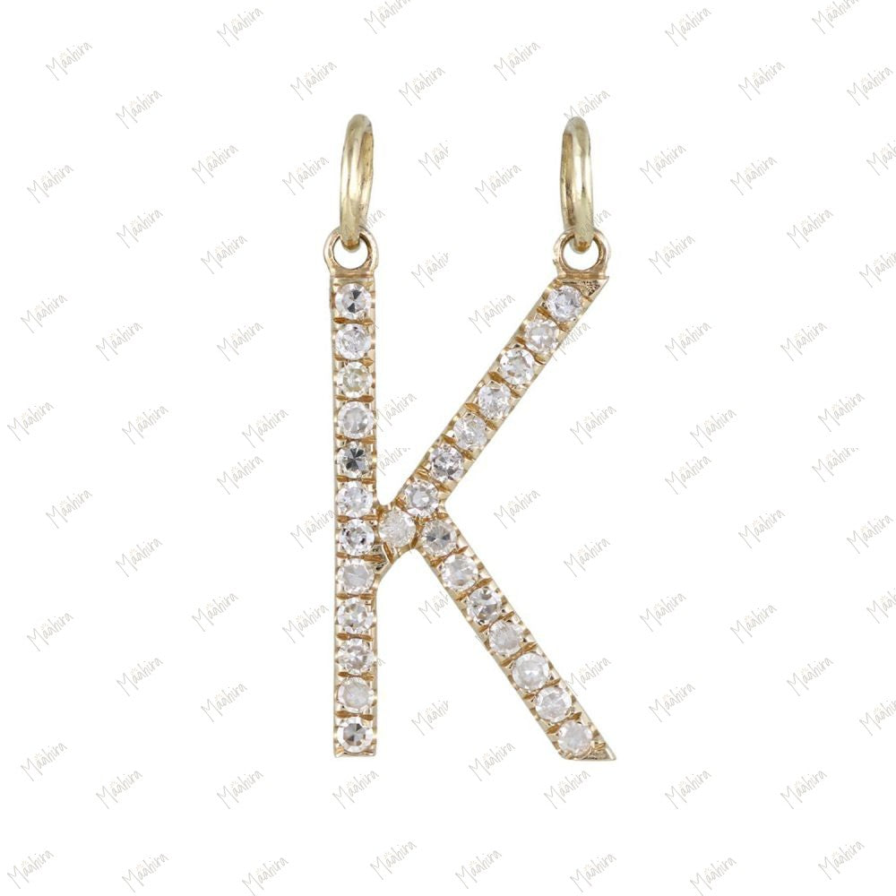 Diamond B/D/K/L/M/R/S/T Initial Charm Pendant – 15mm