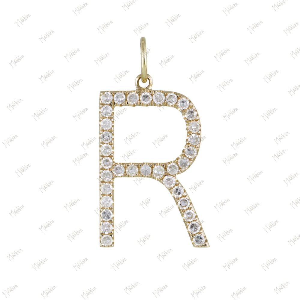 Diamond B/D/K/L/M/R/S/T Initial Charm Pendant – 15mm