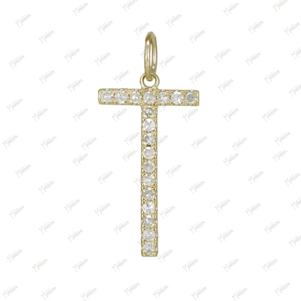 Diamond B/D/K/L/M/R/S/T Initial Charm Pendant – 15mm