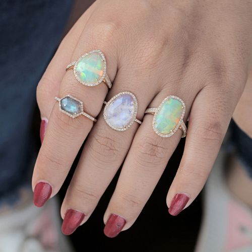 Diamond Labradorite Ring-6