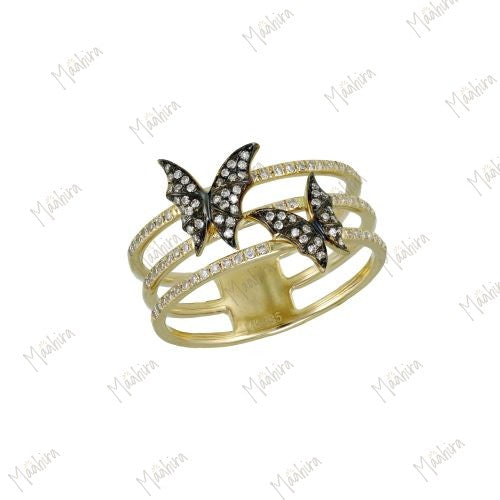 Diamond Oxidize Finish Butterfly Band in US Size 6