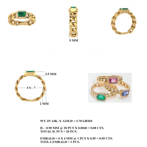 Pink Sapphire Chain-style Ring