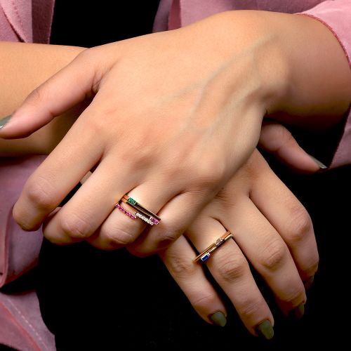Diamond & Blue Sapphire Ring - 7