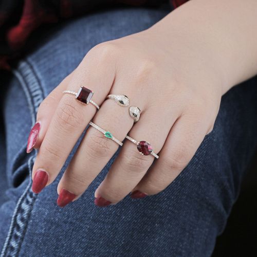 Rhodolite Diamond Ring