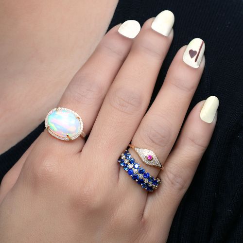 Diamond Ethiopian Opal Ring