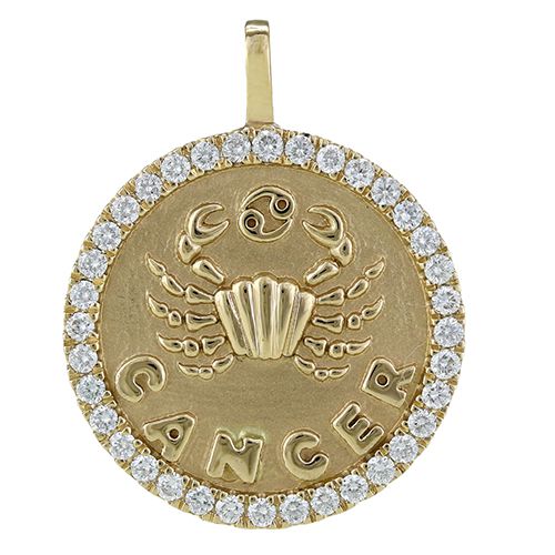 Diamond Zodiac Cancer Sign Pendant