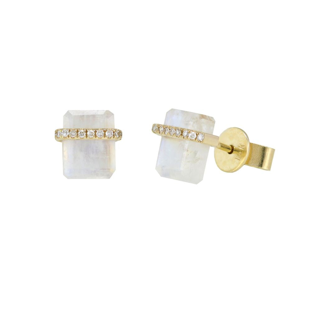 Diamond Studs With Stone Size 6X8mm