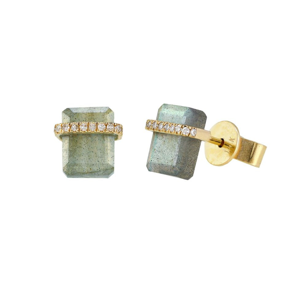 Diamond Studs With Stone Size 6X8mm