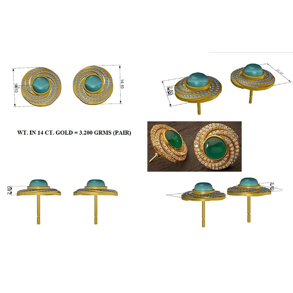 Diamond Labradorite Studs