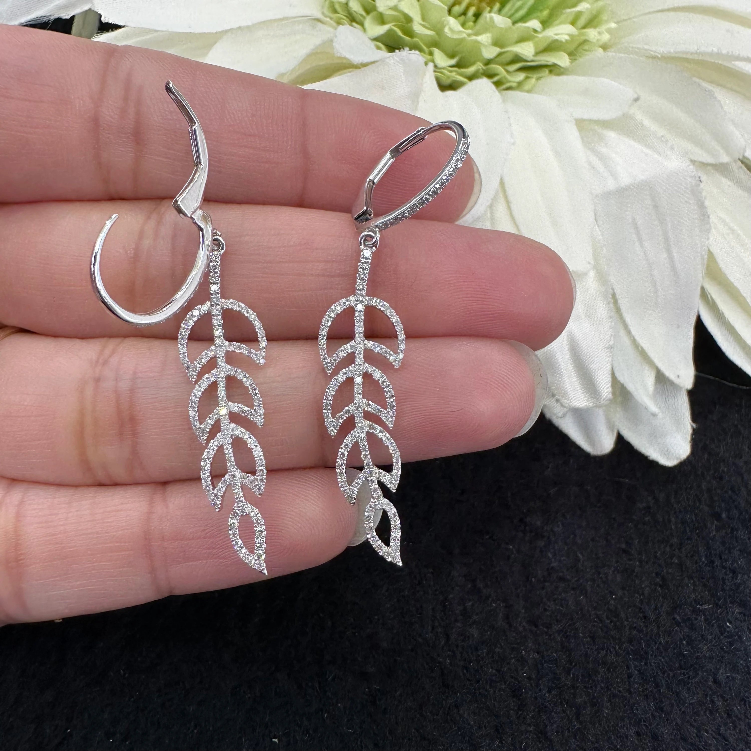 Diamond Feather Danglers