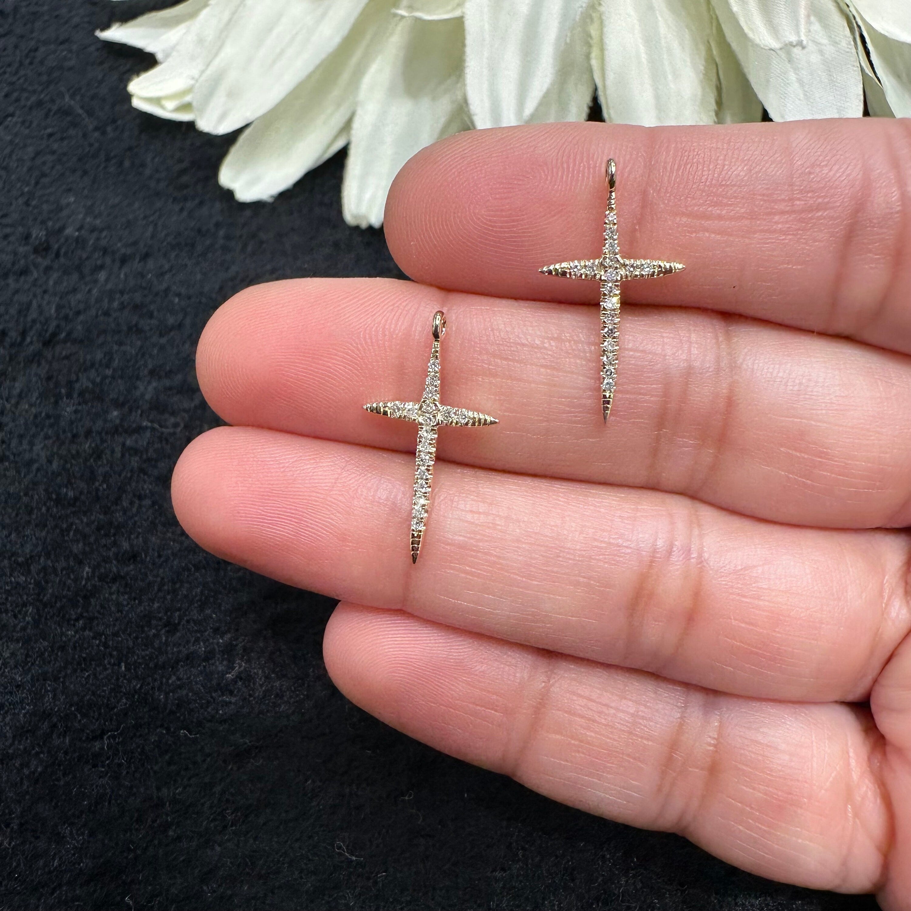 Diamond Cross Charm 12X20mm