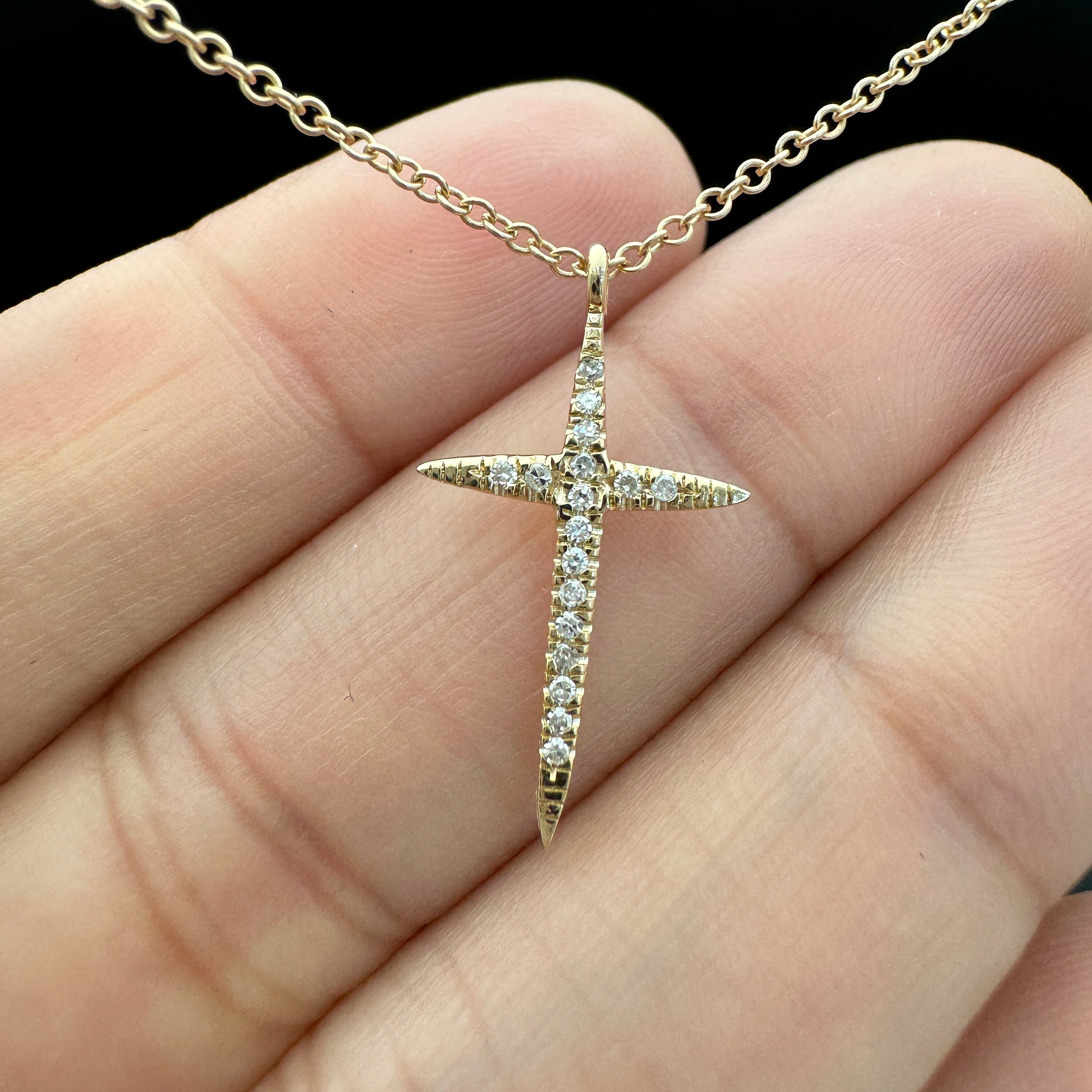 Diamond Cross Charm 12X20mm