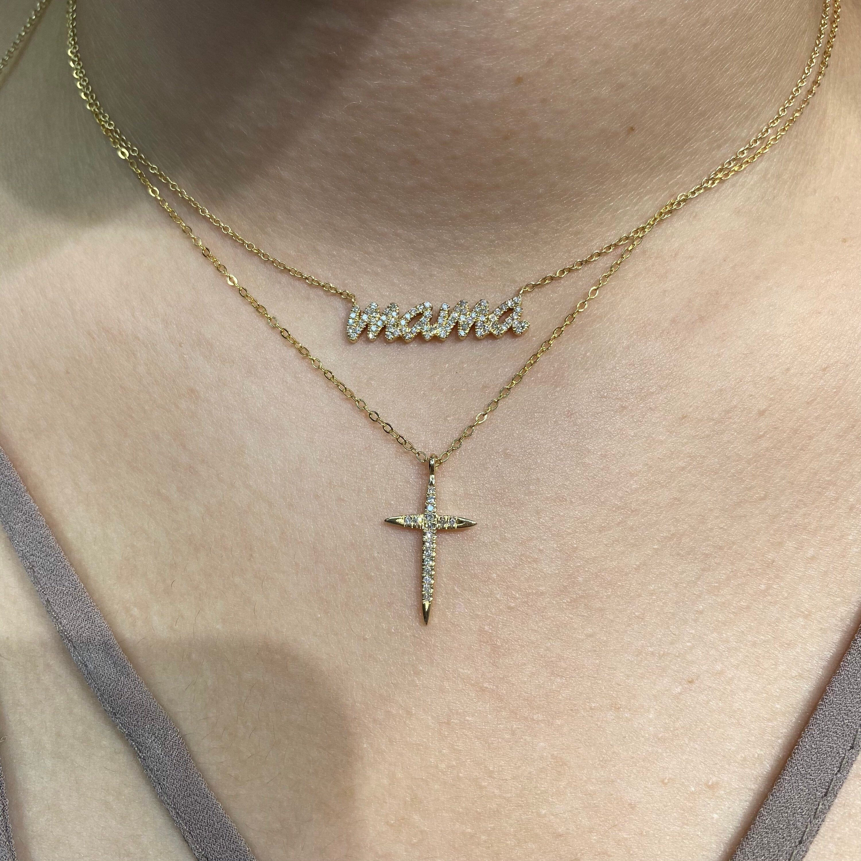 Diamond Cross Charm 12X20mm