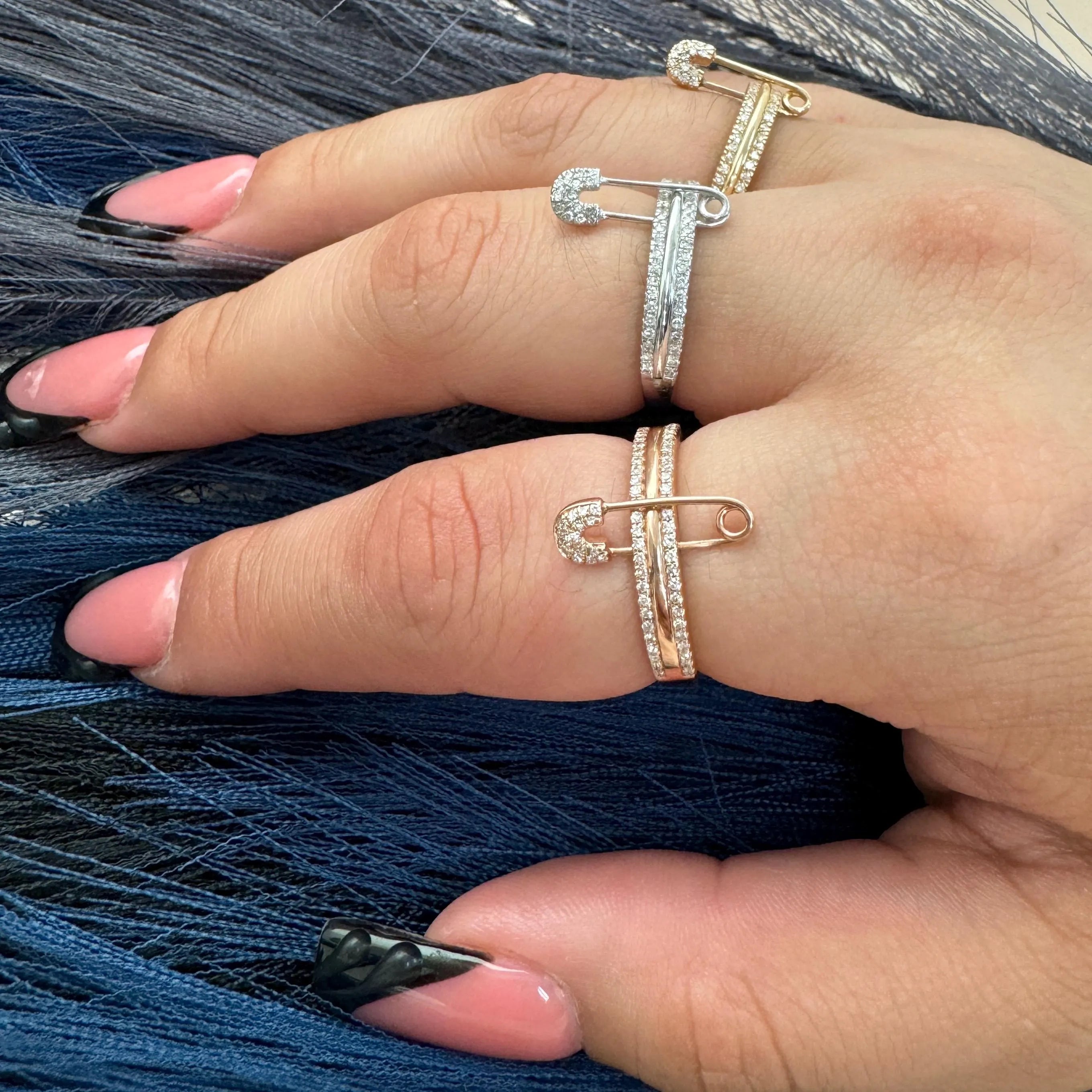 Diamond Safety Pin Ring-6.5