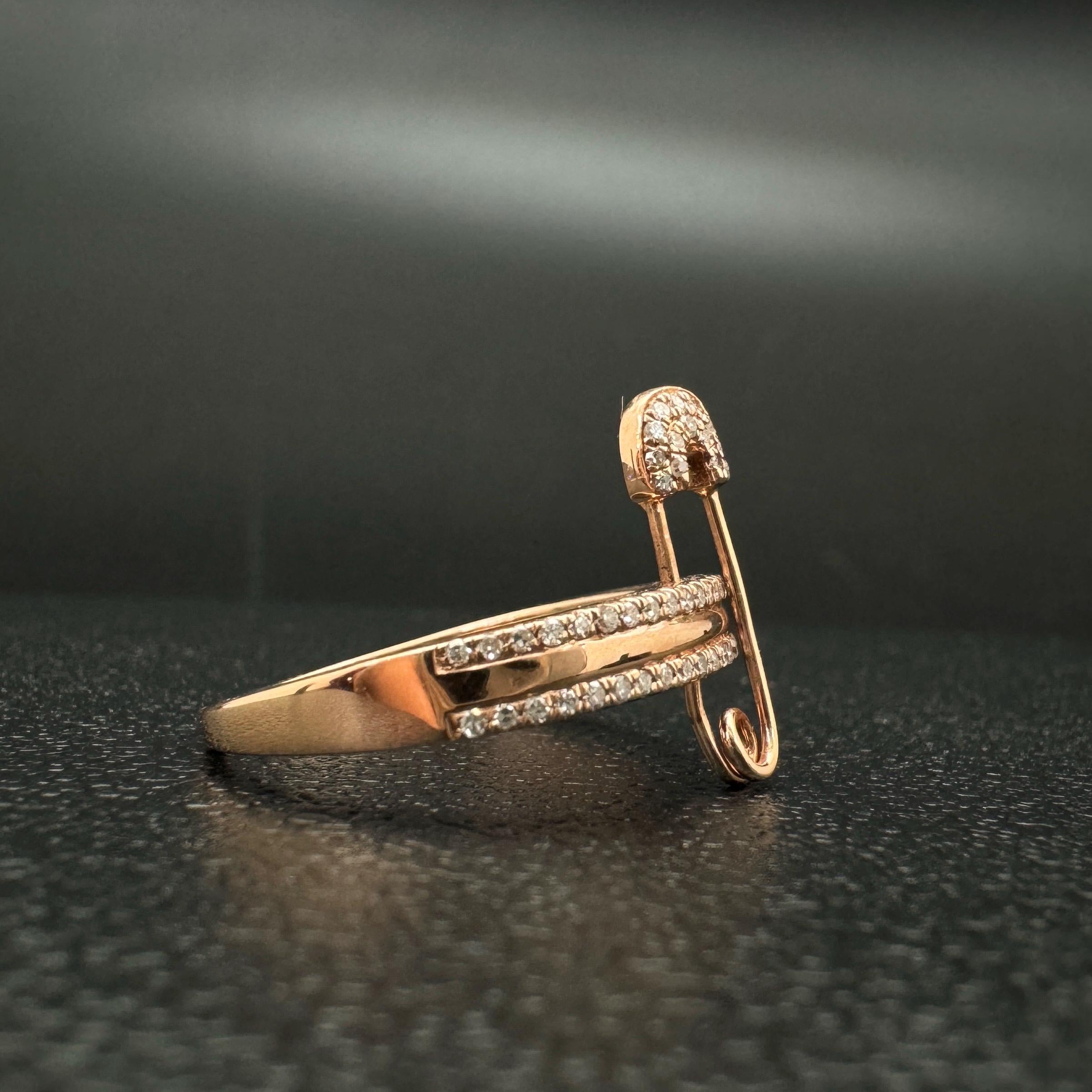Diamond Safety Pin Ring-6.5