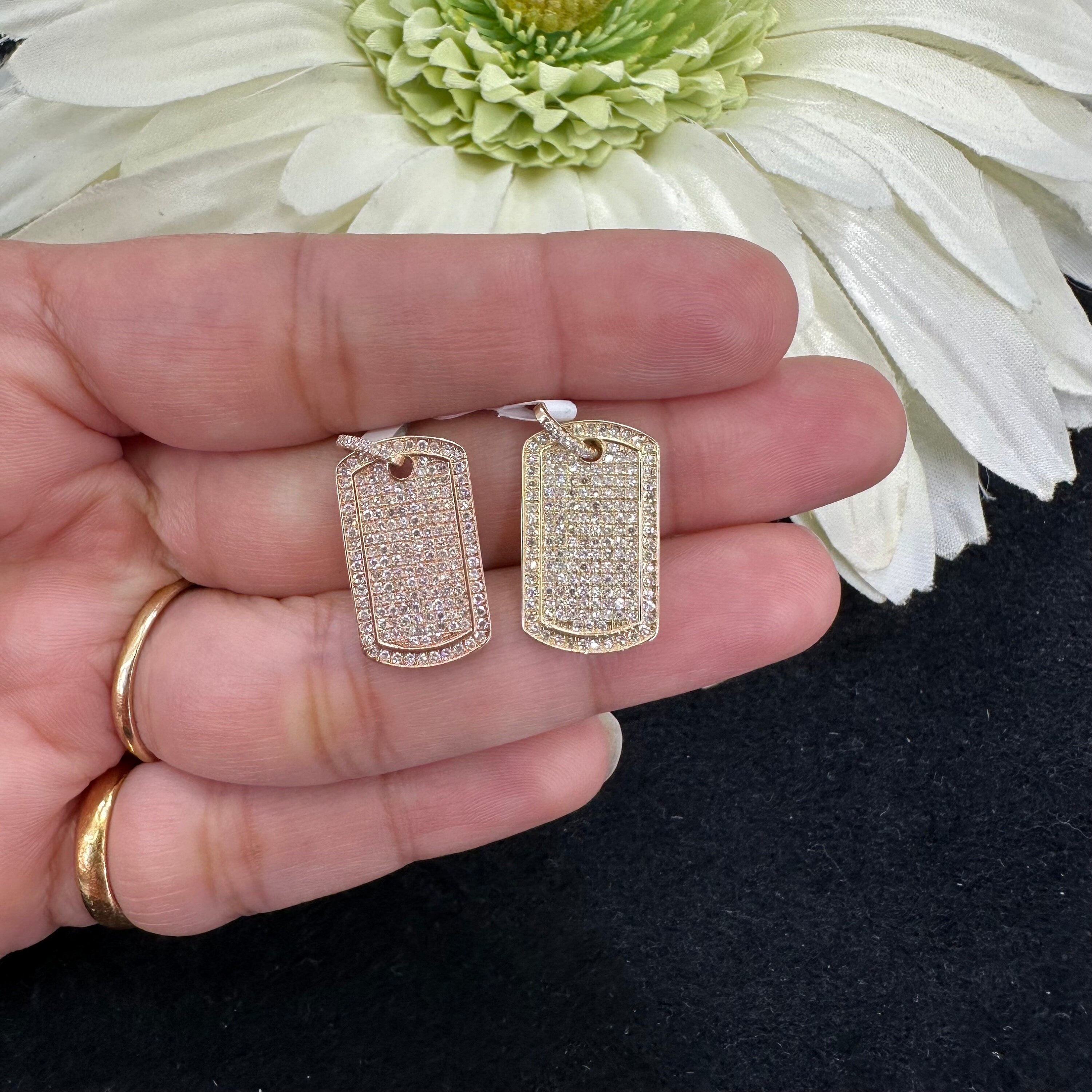 Diamond Dog Tag Pendant 19x11mm