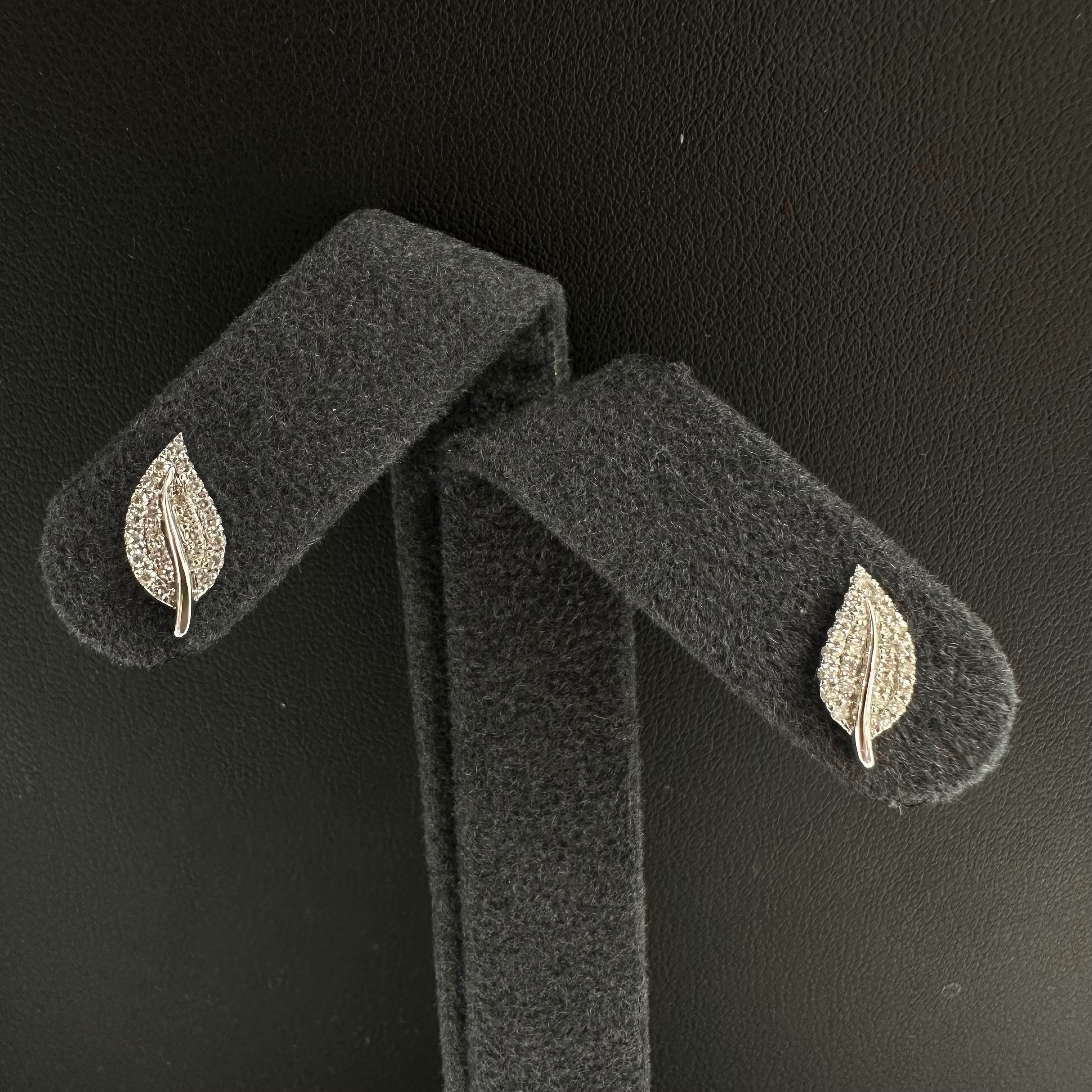 Diamond Leaf Stud Earrings